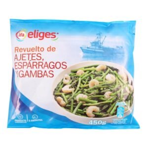revuelto de ajetes esparragos y gambas eliges 450g